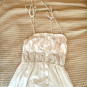 Aerie, Size Small, White dress with macrame and shoulder tie detail.